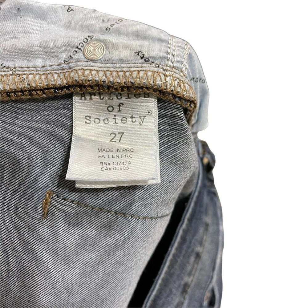 Articles of Society Providence Wash Sammy Asymmetrical Fray Hem Skinny Jeans 27 - Picture 11 of 12
